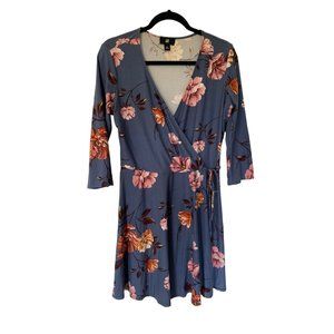 IZ BYER Blue Floral Wrap Dress Size XL
